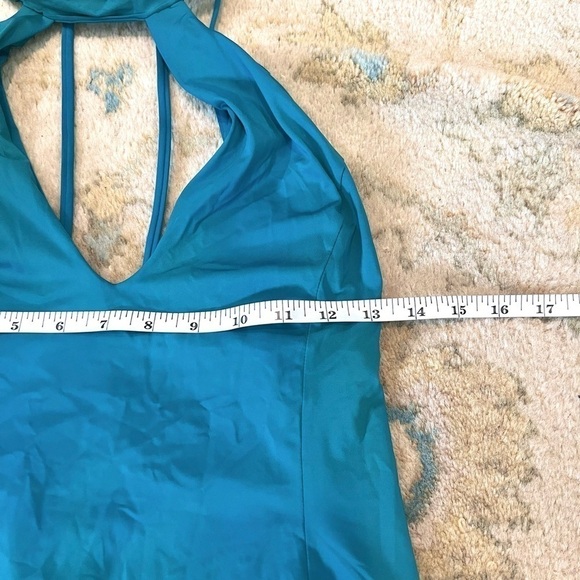 💙Laundry byShelli Segal,Turquoise Choker One Piece,Cool Back,Sexy,Beautiful - Picture 10 of 14